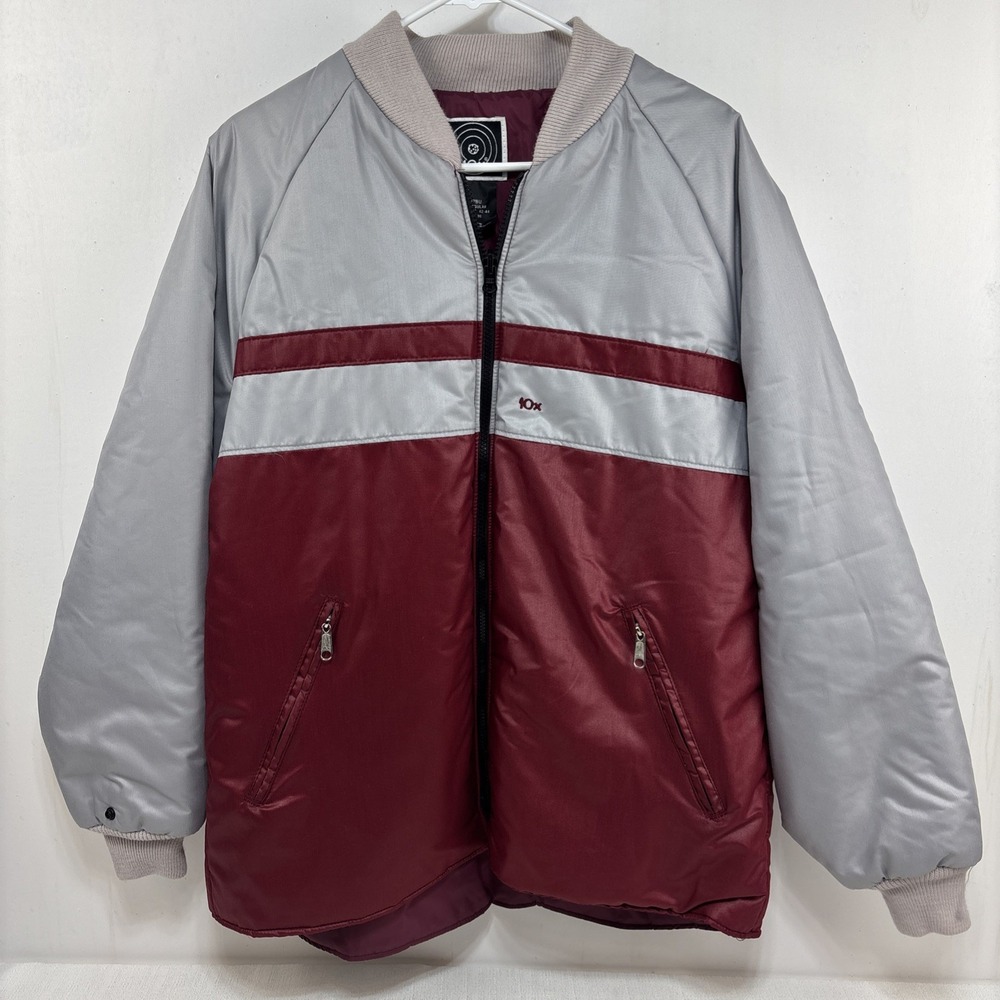 VTG Y2K 10x Men's Gray And Maroon Red Puffer Jacket Size‎ L